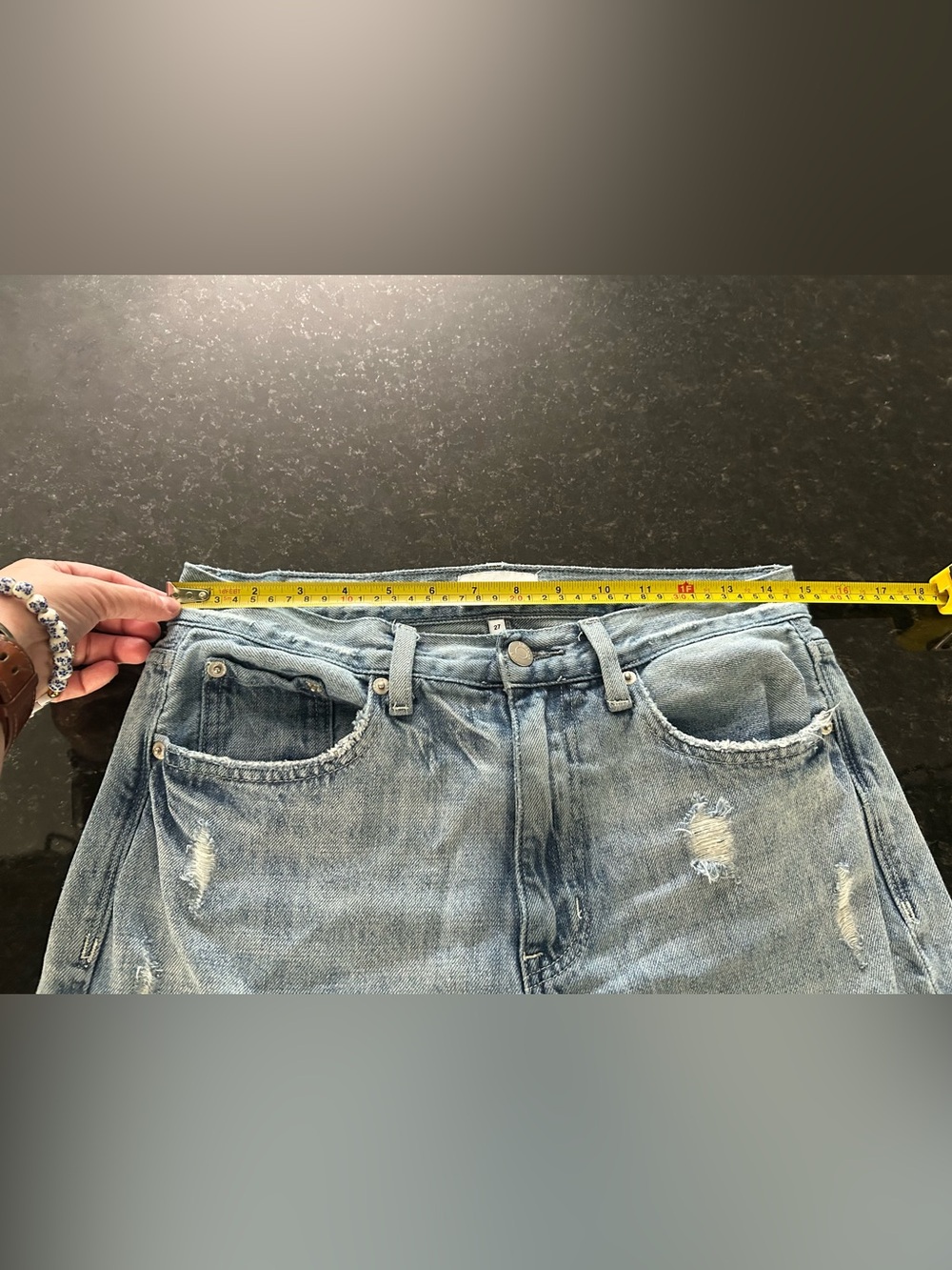 pistola Cassie Straight Leg ultra high rise distressed Jeans in Light Blue Sz 27 - Picture 7 of 9
